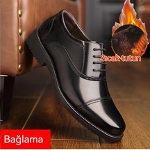 Ikkb Sonbahar İş Çok Yönlü Günlük Erkek Klasik Ayakkabı Siyah Bağcıklı Ve Kadife