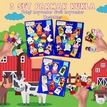 3 Set - 30 Parça Tox Evcil Vahşi Hayvanlar ve Meslekler Parmak