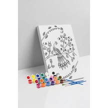 Tavus Kuşu Desenli Mandala Tuval Boyama Seti 40x50 Cm