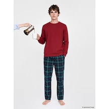 LC Waikiki Lc Waıkıkı Yeşil Regular Fit Ekose Erkek Pijama Takımı