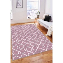 Pembe Spor Kaymaz Tabanlı Makinede Yıkanabilir Halı Mo06n11