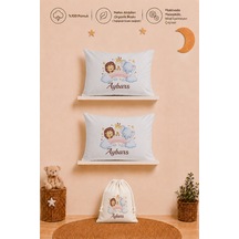 İsme Özel Erkek Bebek Hediyesi 2 Adet 35x45 %100 Pamuk Yastık Kılıfı Ve Ham Bez Bebek Kıyafet Kesesi 1022y2k0x