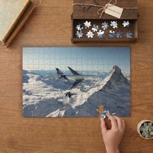 Karlı Dağlar Üstünde Savaş Uçakları Tasarımı 240 Parça Ahşap Puzzle Ahşap Kutuda Mpy20143