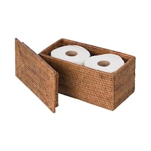 Kouboo La Jolla Dikdörtgen Rattan Kutusu, Bal Kahverengi Tuvalet Kağıdı Saklama Sepeti 16.5 x 12.2 x 11.2 CM