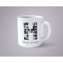 Kişiye Özel İsimli Atatürk Resimleri İle Bezenmiş H Harfi Baskılı Kupa Bardak