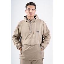 Maraton Sportswear Comfort Erkek Kapşonlu Uzun Kol Basic Açık Vizon Yağmurluk 21353-açık Vizon Açık Vizon