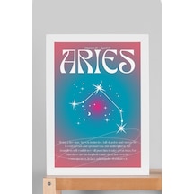 Aries Koç Burcu Çerçeveli Tablo Aura Enerji Renkleri Astrolojik Takım Yıldızı Sembolü