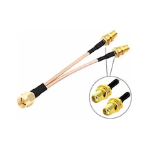 Y Tip Rg316 15cm 1x Sma Erkek 2x Sma Dişi Kablo Rf Uzatma Kablosu Altın Kaplama Soket 0-6ghz Wi-fi