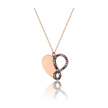 925 Ayar Gümüş Zirkon Taşlı Kalp Sonsuzluk Kadın Kolye 18 Mm Rose Rose
