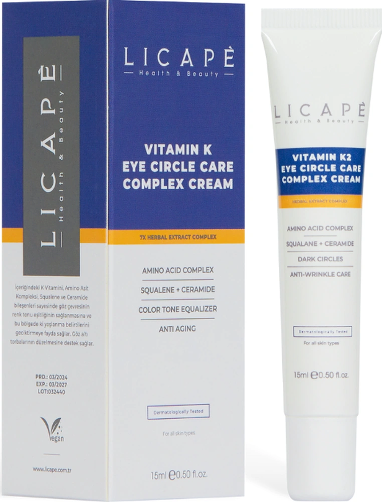 Licape Vitamin K2 Göz Çevresi Bakım Kremi 15 ML