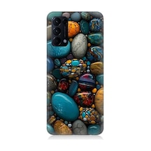 Oppo Reno 5 Uyumlu Renkli Doğal Taşlar Desenli Silikon Kılıf