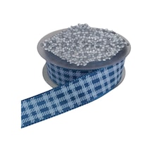 Tafta Ekoseli Kurdele 25 Mm İndigo 10 Metre