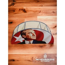5 Bölmeli Ahşap Masaüstü Kalemlik Atatürk Desen Hediyelik 8cmx12cmx26cm Ebat Organizer Çok Renkli