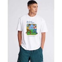 My First Knife Fight Baskılı Tshirt Beyaz