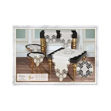 Salon Takımı Evita Model Krem-krem 5 Parça Keten Dantelli Masa Örtüsü Runner Seti Bzckh1350 Çok Renkli