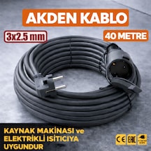 Kablo 40 Metre 3x2,5mm Uzatma Kablosu Tam Kesit Kaynak Makinası Kullanıma Uygundur