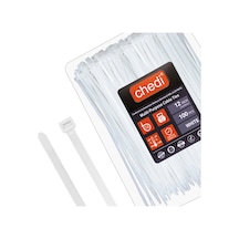 Chedı Kablo Bağları, 30 Cm 100'lü Paket Çok Amaçlı Kullanım, Premium Kalite Beyaz Kablo Klipsi