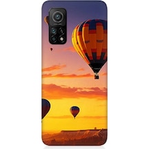 Xiaomi Mi 10t Uyumlu Gün Batımında Balonlar Desenli Silikon Kılıf Çok Renkli