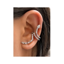 Serpenta Gümüş Aura Koleksiyonu 14 Ayar Altın Kaplama Yılan Figürlü Deliksiz Kıkırdak Küpe Earcuff