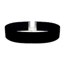 Siyah Kadife Kadın Choker Kolye Gümüş