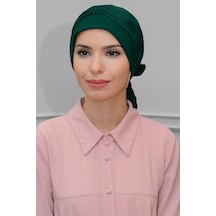 Hürrem Bone Zümrüt Pratik Hazır Geçmeli Tesettür Bone Sandy Kumaş Incili Pile Zümrüt