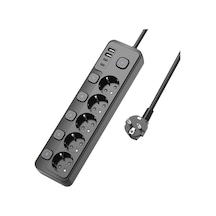 Akım Korumalı Çoklu Priz, 2 Adet Usb, 2 Adet Type-c Girişi, 5 Adet Ac Girişi, Hızlı Şarj Desteği, 2m Kablo Uzun 0