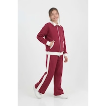 Modanino Kız Çocuk 3 İplik Hırkalı Ve Fermuar Kapatmalı Takım 7-12 Yaş 12796bl Bordo