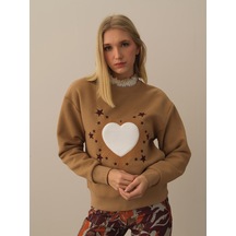 Xint Camel Oversize Dik Yaka Pamuklu Sweatshirt 400577