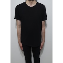 Santa Dmctekstil Erkek Tshirt-1439 Düz Spor Kesim Rahat Kalıp Bisiklet Yaka T-shirt Siyah