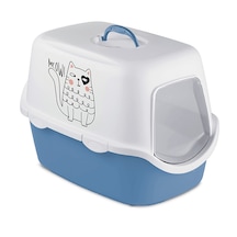 Stefanplast Griffe Baskılı Kapalı Tuvalet Mavi/beyaz 56x40x40 Cm