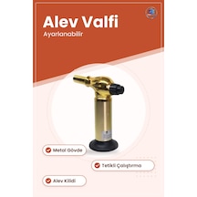 Pürmüz Ocak Çakmаğı Nargile Ayarlanabilir Alev Valfi Metal Gövde Gold