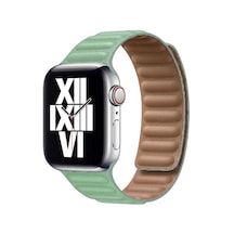 Watch Ultra 49mm Kordon Uyumlu Krd-34 Deri Strap Kayış Nvth- Açık Yeşil
