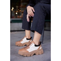 Barbara Taba Hakiki Deri Kalın Tabanlı Kadın Sneaker-Taba