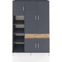 Hyperion Dolap 8 Raflı Tek Çekmeceli 5 Kapaklı 132x44x195 Antrasit-antrasit/çam Antrasıt/atlas Çam - Antrasıt