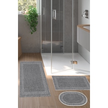Dekoreko Kaymaz Taban Djt 3 Lü Banyo Paspas Takımı Trend Karışık Modern M5001 gri