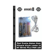 Özel Üretim Mekan Süsü Kitaplık Küçük Lamba 10 Mt Beyaz Pilli Peri Led
