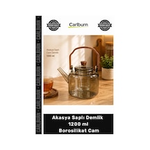 Demlik Isıya Dayanıklı Şık Süzgeçli Cam Tasarım Akasya Saplı Demlik 1200 Ml Borosilikat Cam Çok Renkli