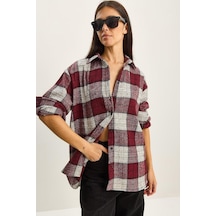 Shade Kadın Ekose Oversize Oduncu Gömlek Dg251060 60283804 - Bordo-krem