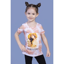 Toontoy Kids Toontoy Kız Çocuk Komple Desenli Dijital Baskılı Tişört Turuncu