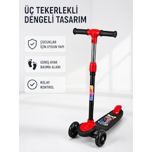 Çocuk Skuteri 3 Tekerlekli Geniş Basma Alanlı Ayarlanabilir Boy Scooter - Lisinya Kırmızı