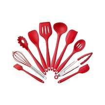 Novahub Kırmızı Renk Kutusu Silikon Tencere 10 Parçalı Yapışmaz Tencere Seti Mutfak Aletleri Bakeware Kırmızı