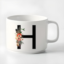 Duble Türk Kahvesi Fincanı & Espresso H Baş Harf Küçük Kupa 180 Ml Beyaz