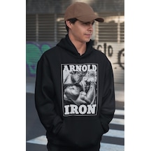 Sevbano Arnold Iron Old School Bodybuilding Fitness Baskılı Unisex Oversi Siyah