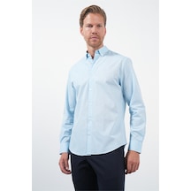 İmza Turkuaz Düğmeli Yaka Uzun Kol Slim Fit Pamuklu Gömlek 1004260235 A.turkuaz