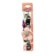 Catlife Çıngıraklı Çiçekli Kedi Boyun Tasması Pembe 30 CM