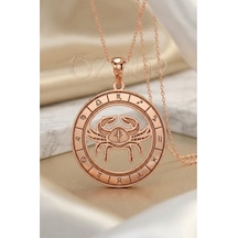 925 Ayar Gümüş Yengeç Burç Kolye Rose Gold