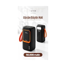 Simex 50.000 mAh 22.5W PD Hızlı Şarj Kablolu Powerbank Dijital Göstergeli Fenerli Taşınabilir Kamp Cihazı