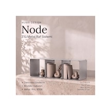 Node 3 Lü Modüler Metal Kitaplık Yatay Tasarım Dekoratif Küp Raf Sistemi Gümüş - 940096365 Gümüş