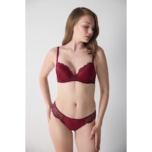 Magic Form Yaprak Desenli Dantelli Push Up Destekli Sütyen Bordo - 512787313 Bordo
