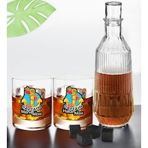 Bk Gift Kişiye Özel İsimli Dtf Kaptan Tasarımlı İkili Viski Kadehi, Viski Taşı Ve Karaf Seti-2, Arkadaşa Hediye, Sevgiliye Hediye Kobitmeyencom30451 B